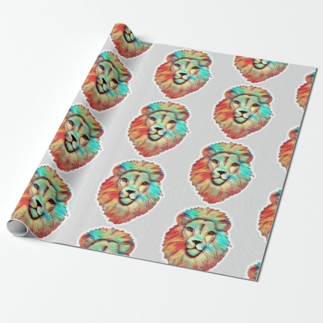 Papel De Regalo Lion's Head Wrapping Paper (Desenrollado)