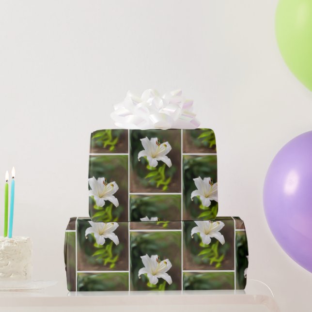 Papel De Regalo Lirio blanco brillante (Regalos de fiesta)