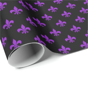 Papel De Regalo Lirio púrpura sobre negro