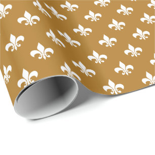 Papel De Regalo Lirios blancos sobre dorado mate