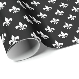 Papel De Regalo Lirios blancos sobre negro