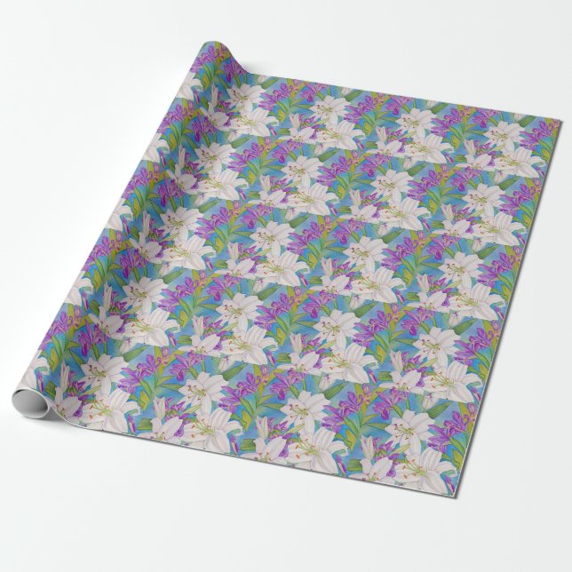 Papel De Regalo Lirios e iris (Desenrollado)