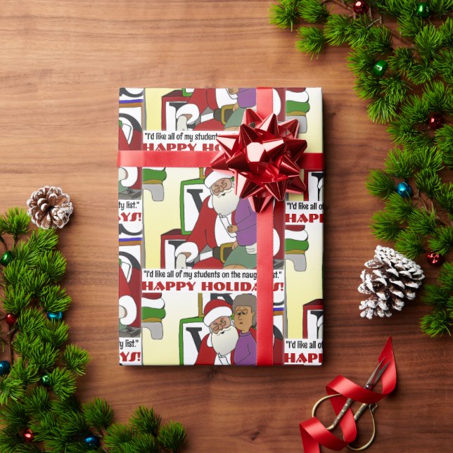 Papel De Regalo Lista traviesa amarilla de estudiantes (Regalo de vacaciones)
