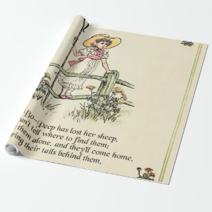 Papel De Regalo Little Bo-Peep: Clásica Kate Greenaway Nursery