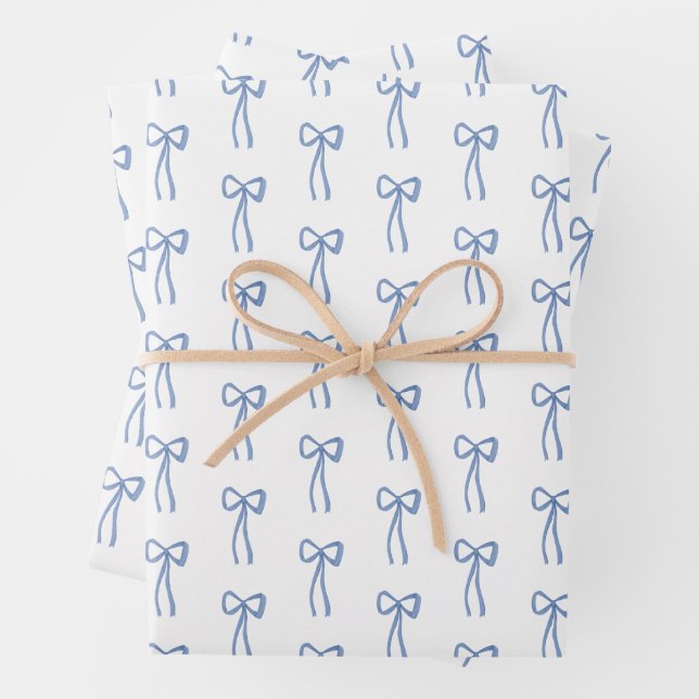 Papel de Regalo Little Bow Blue Coquette Shower (In situ)