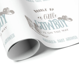 Papel De Regalo Little Cowboy Western Blue Boy Baby Shower