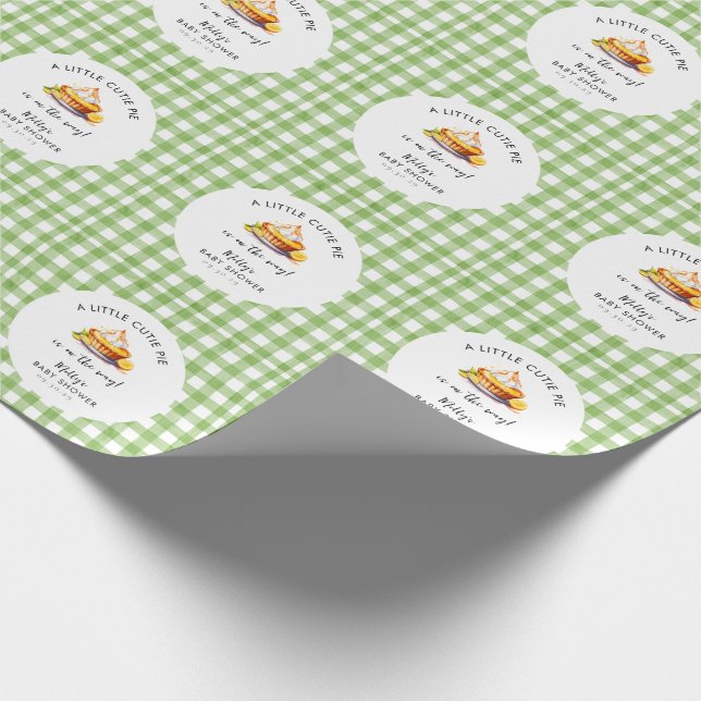 Papel De Regalo Little Cutie Pie Gingham Baby Shower (Esquina)