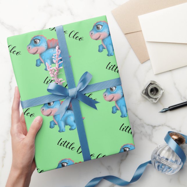 Papel De Regalo Little Dino on the Way Baby Shower Wrapping Paper (Regalar)