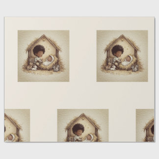 Papel De Regalo Little Drummer Boy Black Nativity Wrapping Paper 2