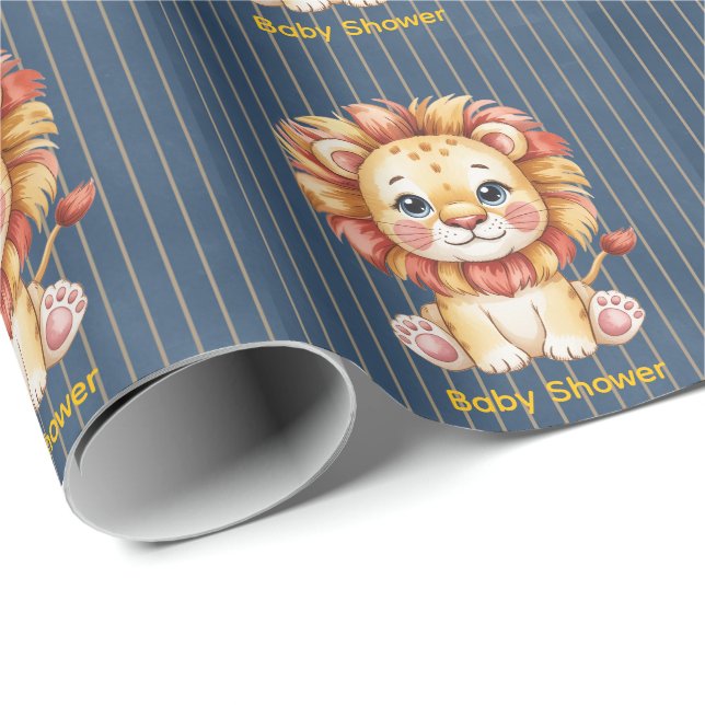 Papel De Regalo Little Lion Boy Baby Shower (Esquina del rollo)