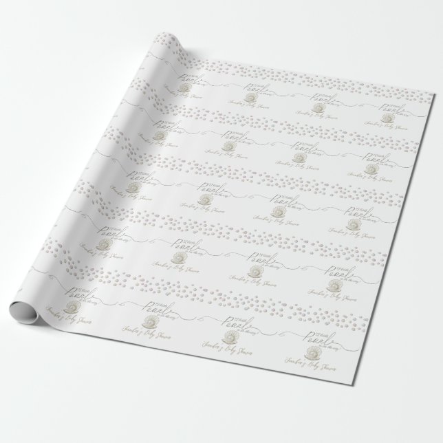 Papel De Regalo Little Pearl Seashell Under Sea Baby Shower (Desenrollado)