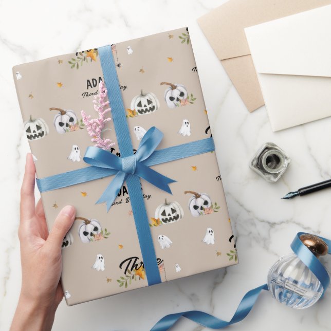 Papel De Regalo Little Pumpkin Halloween Any Age Birthday  (Regalar)