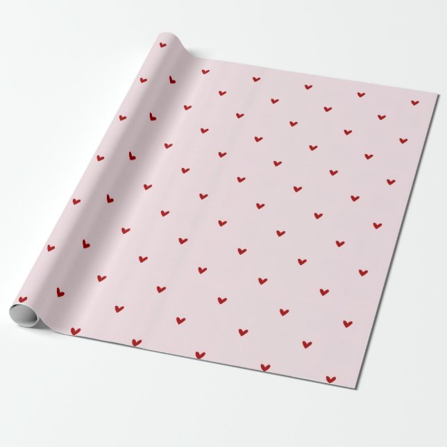 Papel De Regalo Little Red Hears Pink Valentine'sDay (Desenrollado)