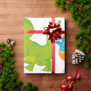Papel De Regalo Little Roars Watercolor Baby Dinosaur