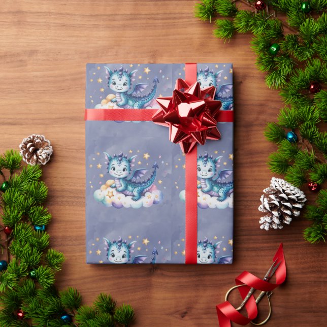 Papel De Regalo Little Star Dragon Boy Baby Shower (Regalo de vacaciones)