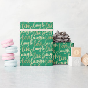 Papel De Regalo Live Lauder Love Faux Gold Lettering Green