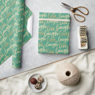 Papel De Regalo Live Lauder Love Faux Gold Lettering Green Verde a