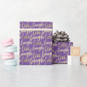 Papel De Regalo Live Lauder Love Faux Gold Lettering Purple