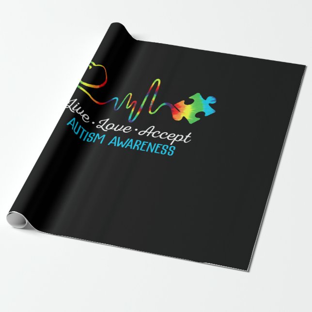 Papel De Regalo Live Love Accept Autism Awareness (Desenrollado)