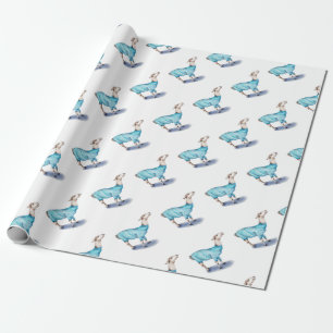 Papel De Regalo Llama acuarela en suéter azul