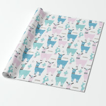 Llama Alapaca Blue Pink Baby Shower Birday