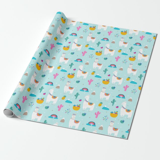 Papel De Regalo Llama azul de la fiesta (Desenrollado)