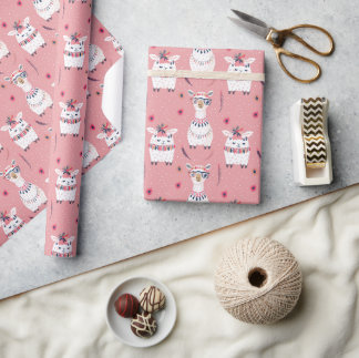 Papel De Regalo Llama blanca del vivero de Boho, regalo de la duch