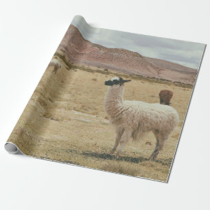 PAPEL DE REGALO LLAMA BLANCA EN GRASA MARRONA