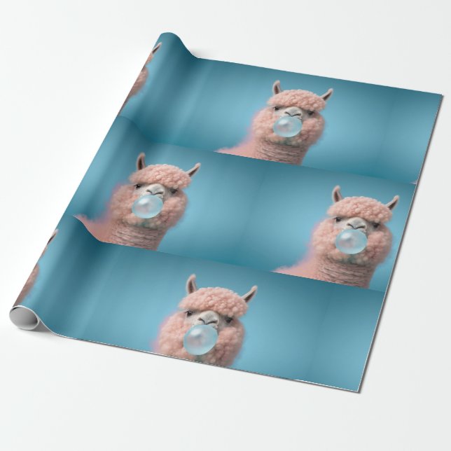Papel De Regalo Llama Bubblegum Funny (Desenrollado)