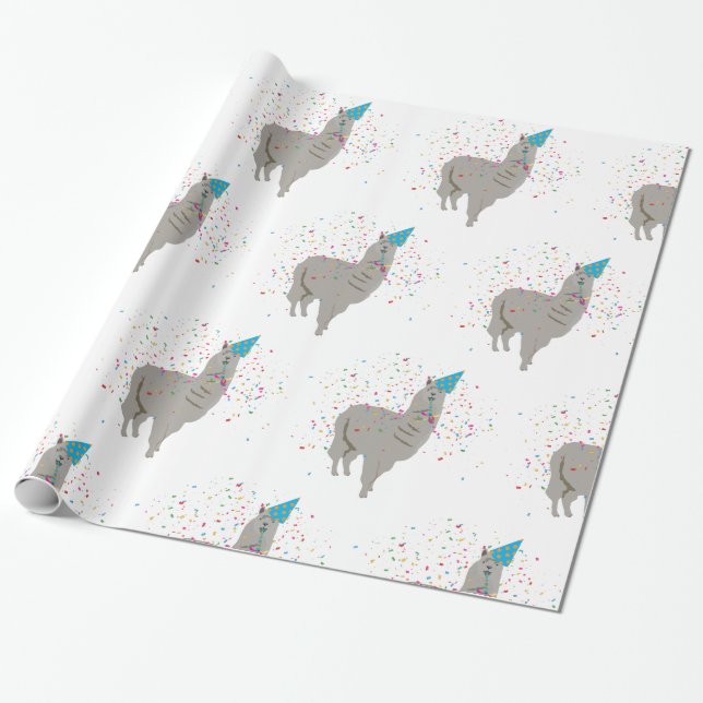 Papel De Regalo Llama de fiesta - Animales con Fiesta (Desenrollado)