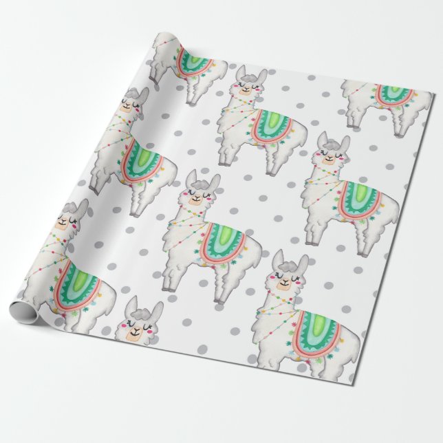 Papel De Regalo Llama Fiesta bebé recién nacido regalo (Desenrollado)