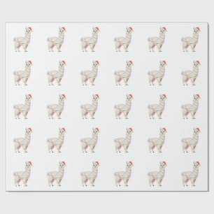 Papel De Regalo Llama Luces de Navidad Robusta Amante Alpaca
