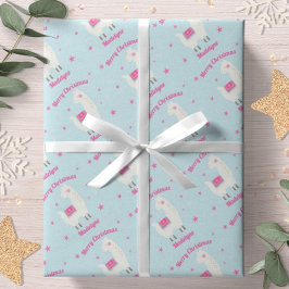 Papel De Regalo llama Navidad Azul Estrellas Personalizado