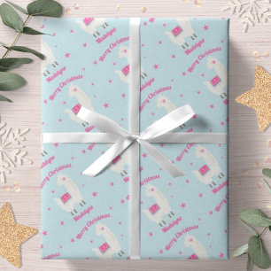 Papel De Regalo llama Navidad Azul Estrellas Personalizado