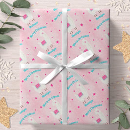 Papel De Regalo llama Navidad Rosa Nieve Estrellas Personalizado