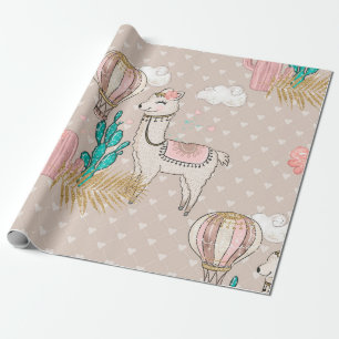 Papel De Regalo Llama Steampunk del desierto con brillo falso