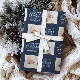 Papel De Regalo Llamada de Navidad de la Marina Caligrafía Familia