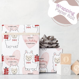 Papel De Regalo Llamas de niñas y corazones rosados