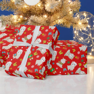 Papel De Regalo Llamas festivas navidades en rojo