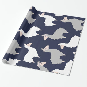 Papel De Regalo Llamas Gris y Fluffy Blanco
