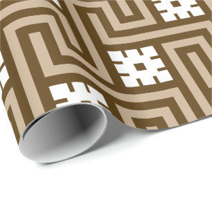 Papel De Regalo Llave griega deca, taupe Tan y marrón