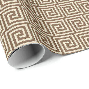 Papel De Regalo Llave griega, sombras del moreno de color topo