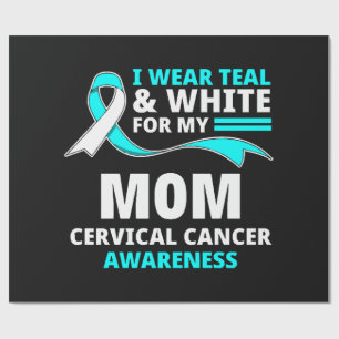 Papel De Regalo Llevo Turquesa Y Blanco Mi Mamá Cáncer Cervical 
