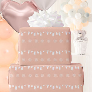Papel De Regalo Lluvia de Bebé Minimalista Rosa Sonrojado para Niñ