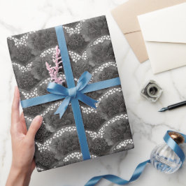 Papel De Regalo Lluvia de Novia Floral Blanco y Negro