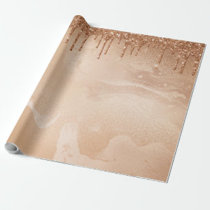 Papel De Regalo Lluvia de Purpurina de cobre en mármol Metalizado