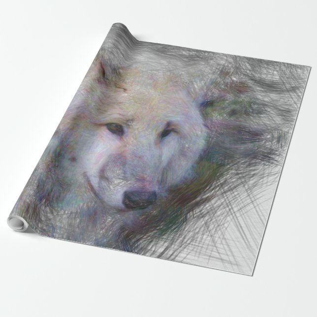 Papel De Regalo lobo animal artístico (Desenrollado)