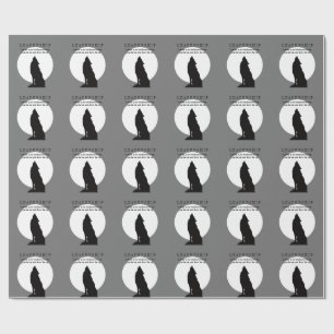 Papel De Regalo Lobo Aullador Liderazgo Arte Pop Negro Gris