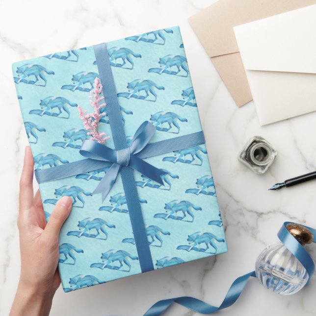 Papel De Regalo Lobo azul (Regalar)
