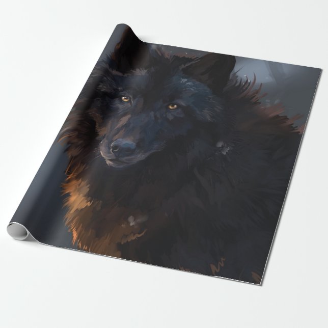 Papel De Regalo Lobo negro (Desenrollado)